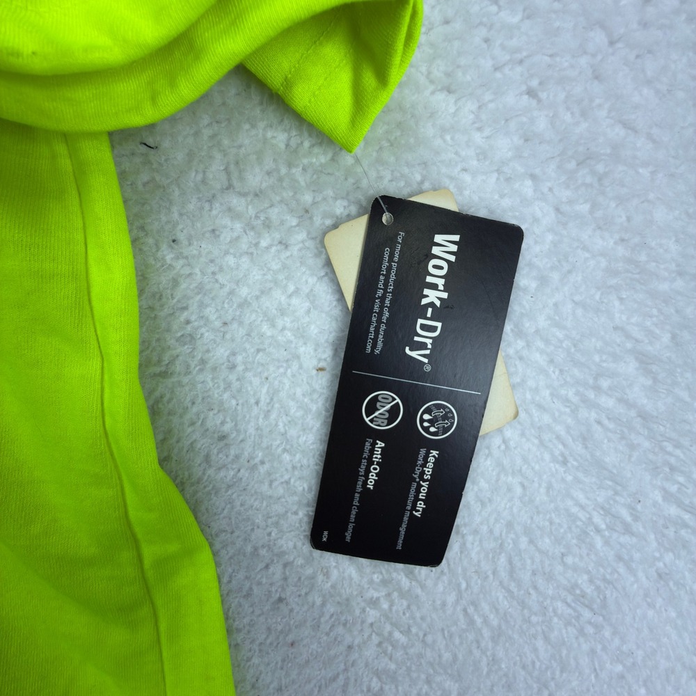 Carhartt Mens Work-Dry Short Sleeve Pocket T-Shirt Neon Yellow Green Large L NWT - Picture 4 of 16